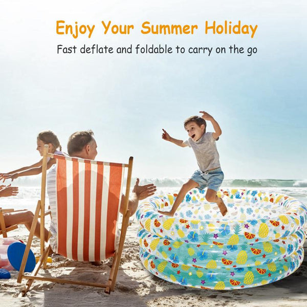 5FT Inflatable Swimming Pool Blow Up For 3 Kids Foldable Swim Ball Pool Backyard Beach