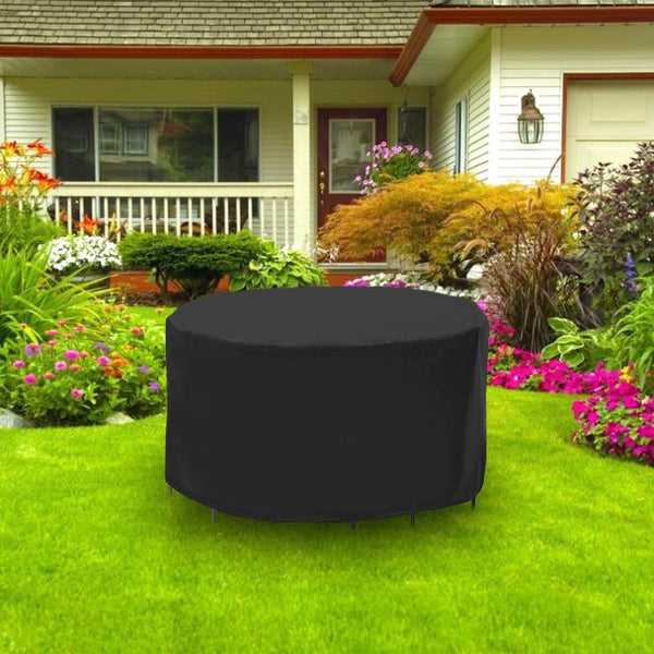 73x43in Circular Table Cover 4-Seat UV Water Resistant Outdoor Furniture Protector For Small Round Table Chairs Set