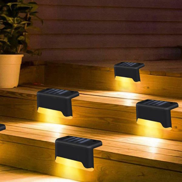4 Pack Solar Powered LED Step Lights Outdoor Waterproof Dusk To Dawn Sensors