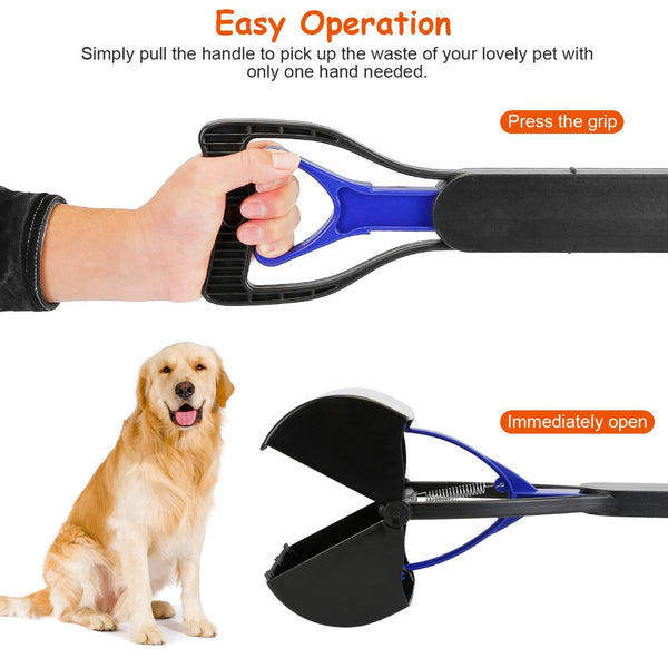 Pet Pooper Scooper Foldable Long Handle Dog Poop Waste Pick Up Rake Grabber Arm