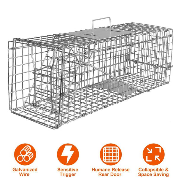 Humane Trap Cage Catch Release Live Small Animal Rodent Cage Collapsible Metal Wire