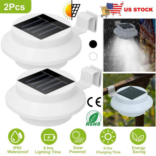 2 Pack Solar Powered Lights Outdoor Dusk to Dawn Sensor Security Lamps Wall Fence Yard