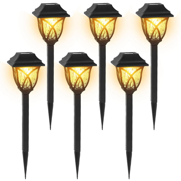 6 Pack Solar Powered Stake Light Decorative Landscape Lamps Waterproof Auto On/Off
