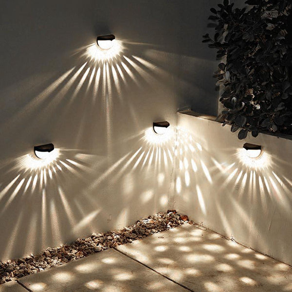 4Pcs Solar Fence Half Dome Lights Outdoor Dusk To Dawn Sensors Deck Wall Lamps