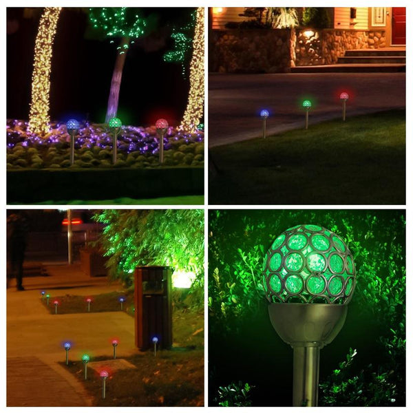 3 Pcs Outdoor Solar Light Balls RGB Light Garden Decor Lamp Landscape Christmas