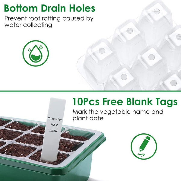 10Pcs Seed Starter Tray Kit Reusable Seeding Propagator Growing Germination Tray