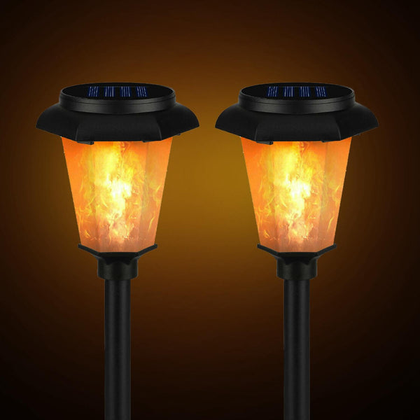 2 Pack Solar Flame Torch Light Flickering Flame Stake Lamp Decorative Landscape Lamp