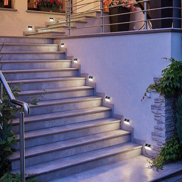 2 Pack Solar Light LED Wall Lamp Stair Step Outdoor Waterproof Security Light Auto On Off