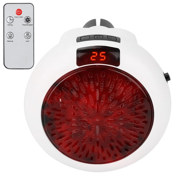 900W Portable Heater Fan Wall Outlet Space Heater Plug-in Adjustable Temp Auto Shut-Off