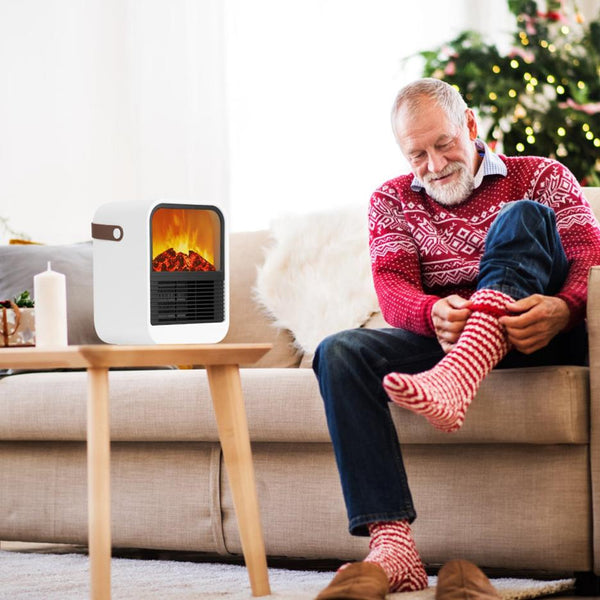 1500W Portable Electric Fireplace Heater 2 Gear Temperature Space Heater Realistic Burning Flame