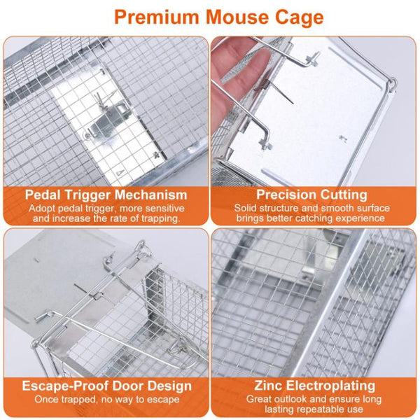 Humane Dual Door Rat Trap Cage Live Rodent Metal Mesh Mice Mouse Control