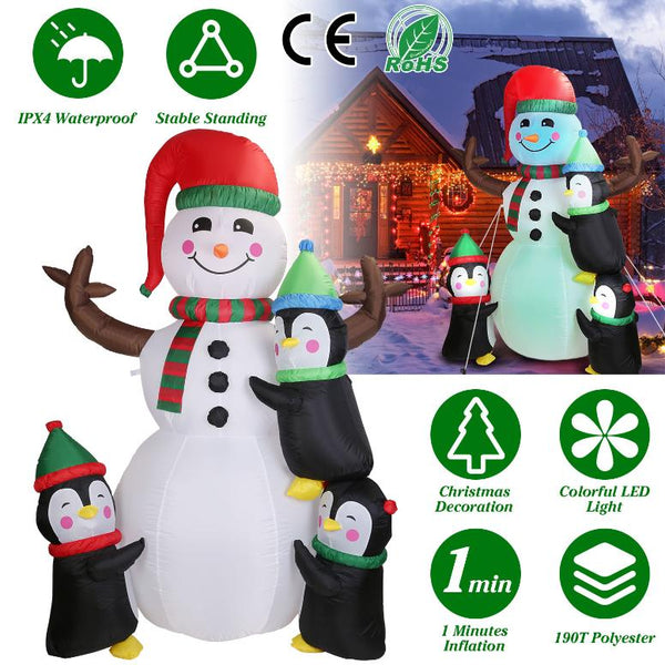 5.9FT Christmas Inflatable Outdoor Decoration Snowman Penguin Blow Up Yard Decoration