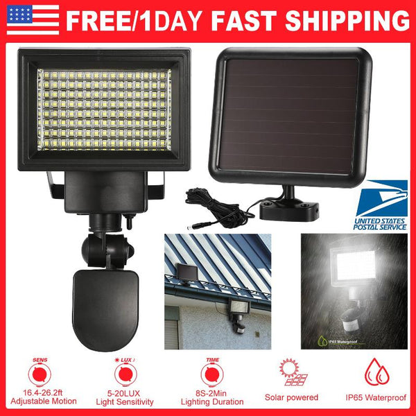 Solar Wall Lights 120 LEDs Flood Lights Outdoor 120° Motion Sensor Separate Panel