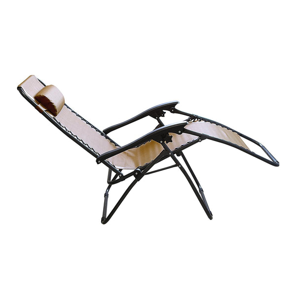 Zero Gravity Lounge Chair 330lbs Load Foldable Recliner Chair w/ Stress Relief Pillow Patio Poolside Beach Lying Chair