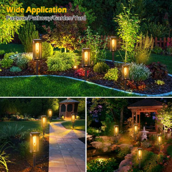 6 Pack Solar Powered Stake Lights Outdoor Pathway Decorative Landscape Lamps
