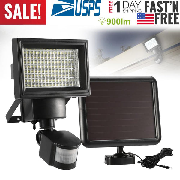 Solar Wall Lights 120 LEDs Flood Lights Outdoor 120° Motion Sensor Separate Panel