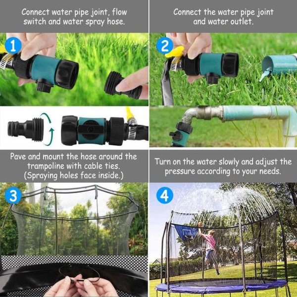 Kids Trampoline Sprinkler Outdoor Water Park Sprinkler for Kids Outdoor Water Game Toys for Backyard Boys Girls Summer Fun (39ft)