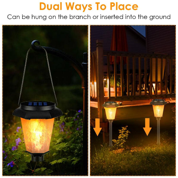 2 Pack Solar Flame Torch Light Flickering Flame Stake Lamp Decorative Landscape Lamp