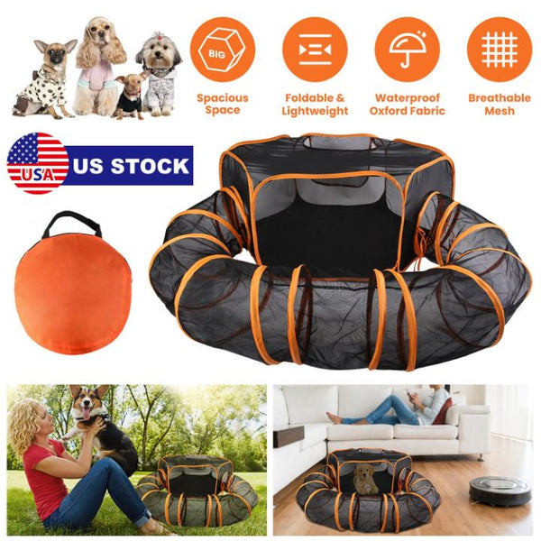 Pet Play Tent with Tunnel Pet Enclosure Playground Indoor Outdoor Dog Cat Rabbit