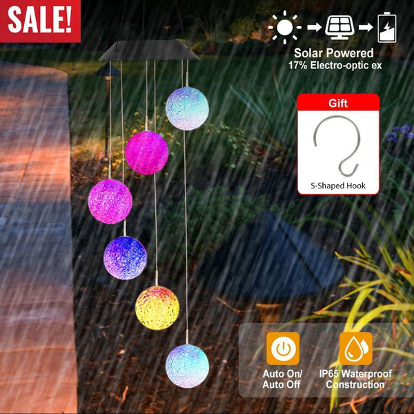 Solar Powered LED Ball Wind Chimes Color Changing LED String Light Garden Patio Decor
