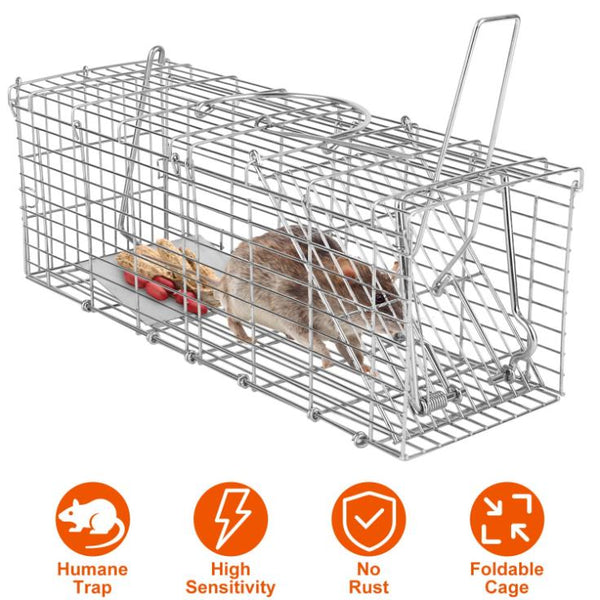 Foldable Rat Trap Cage Humane Live Rodent Trap Cage Metal Mice Mouse Control Bait Catch