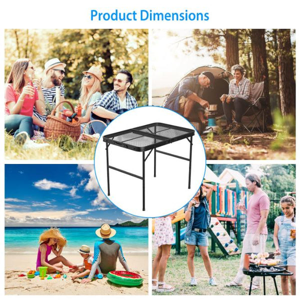 Foldable Camping Table Collapsible Picnic Aluminum Alloy Grill Stand 88LBS Max Load Height Adjustable BBQ Table