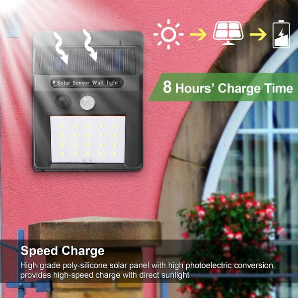 Solar Light 20 LEDs Outdoor Motion Sensor Lights Waterproof Wide Angle Garage Door