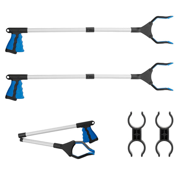 2 Pack 31.5” Folding Grabber Pick up Reaching Tool Hand Grip Heavy Duty Aid Trash Stick Litter Picker