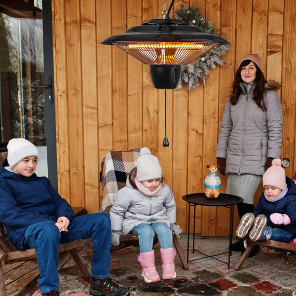 1500W Outdoor Hanging Patio Heater Ultra-Quiet Electric Heating Lamp Ceiling Mounted