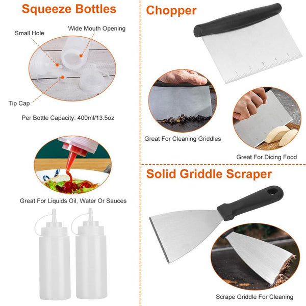 7Pcs Griddle Accessories Kit Stainless Steel BBQ Grilling Utensil Tools Barbecue Set