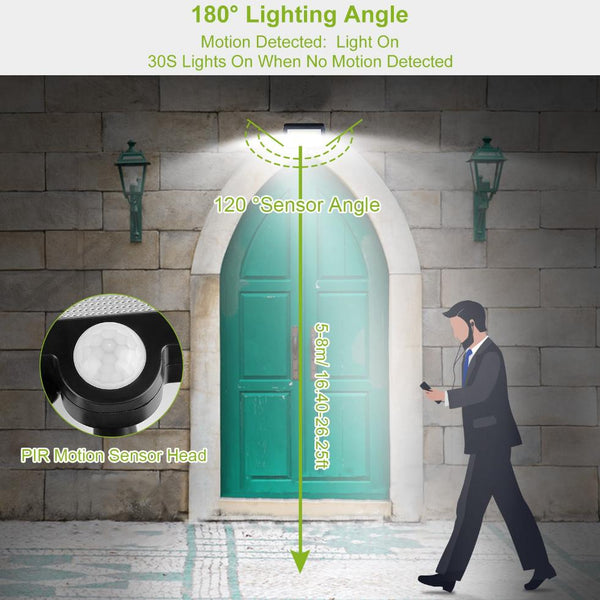 Solar Powered Wall Lights Outdoor 100 LED Motion Sensor Lamp Dusk To Dawn Sensor