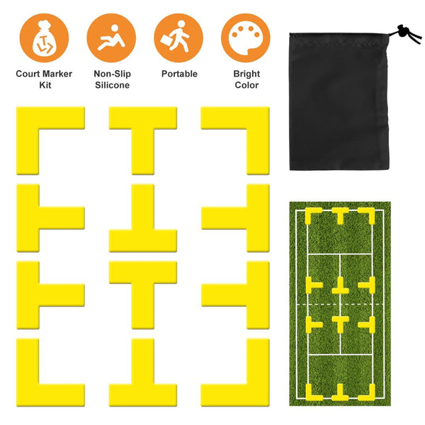 Pickle Ball Court Marking Boundary Kit T-Shaped L-Shaped Markers Lines Reusable