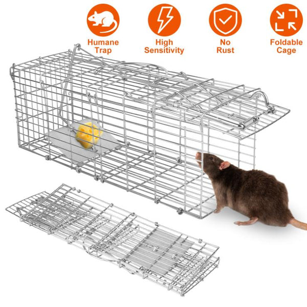 Foldable Rat Trap Cage Humane Live Rodent Trap Cage Metal Mice Mouse Control Bait Catch