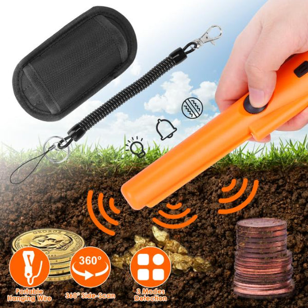 Handheld Metal Detector Pin Pointer Probe Wand Sensitive w/ Holster & LED Light