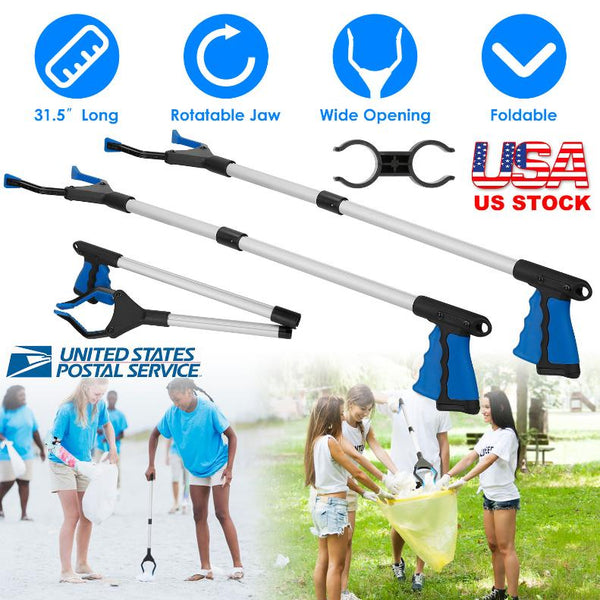 2 Pack 31.5” Folding Grabber Pick up Reaching Tool Hand Grip Heavy Duty Aid Trash Stick Litter Picker