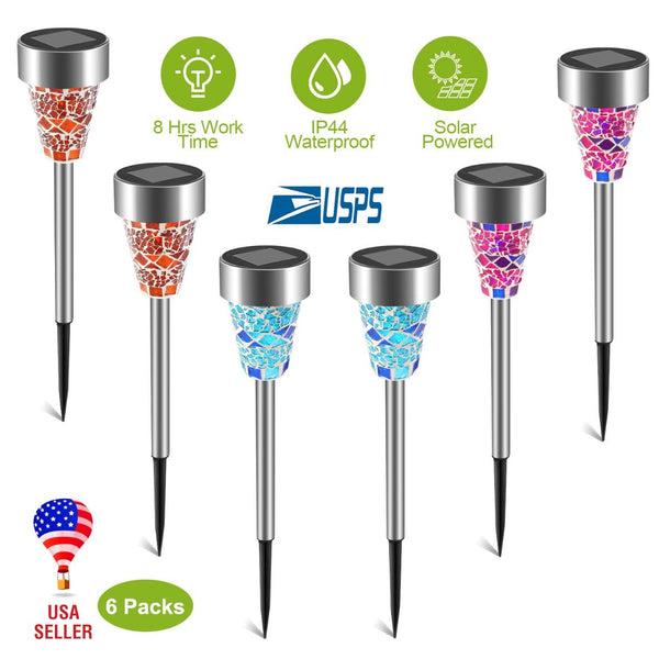 6 Pack Solar Garden Lights Outdoor Solar Pathway Lights Water-resistant Landscape Lights