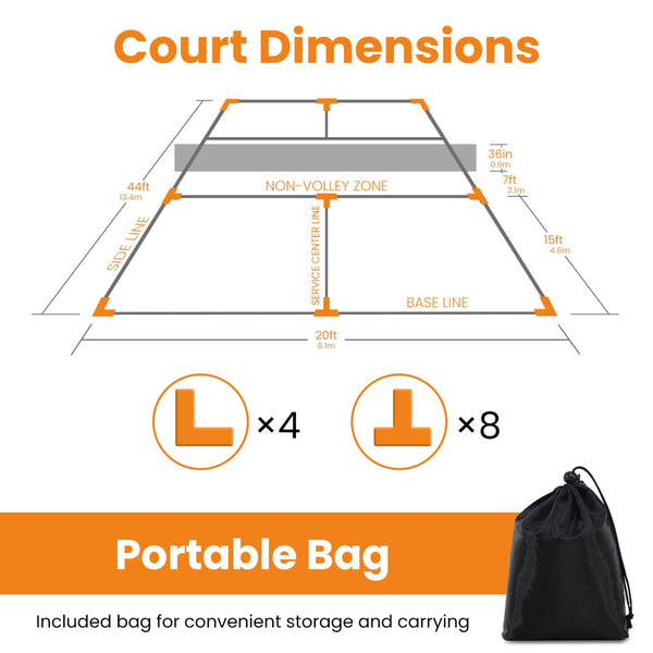 Pickle Ball Court Marking Boundary Kit T-Shaped L-Shaped Markers Lines Reusable