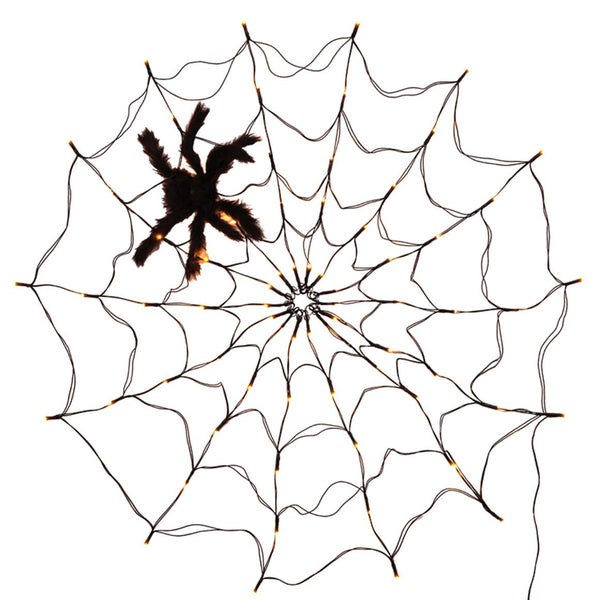 3 FT Spider Web Light Hairy Spider LED Battery Powered Remote Control 8 Lighting Modes