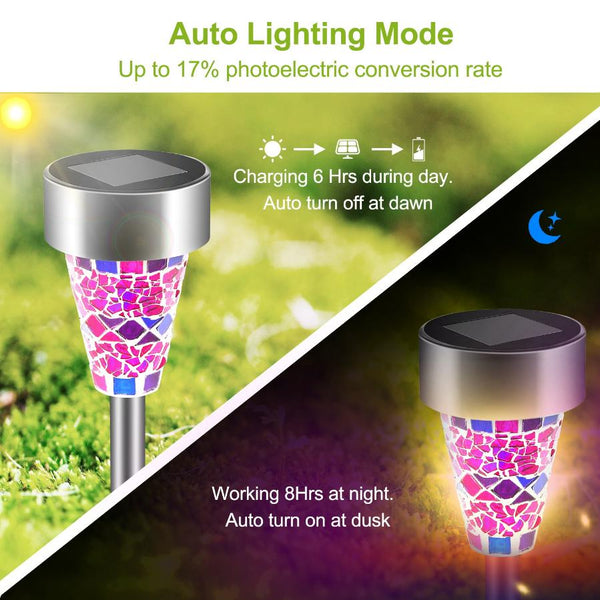 6 Pack Solar Garden Lights Outdoor Solar Pathway Lights Water-resistant Landscape Lights