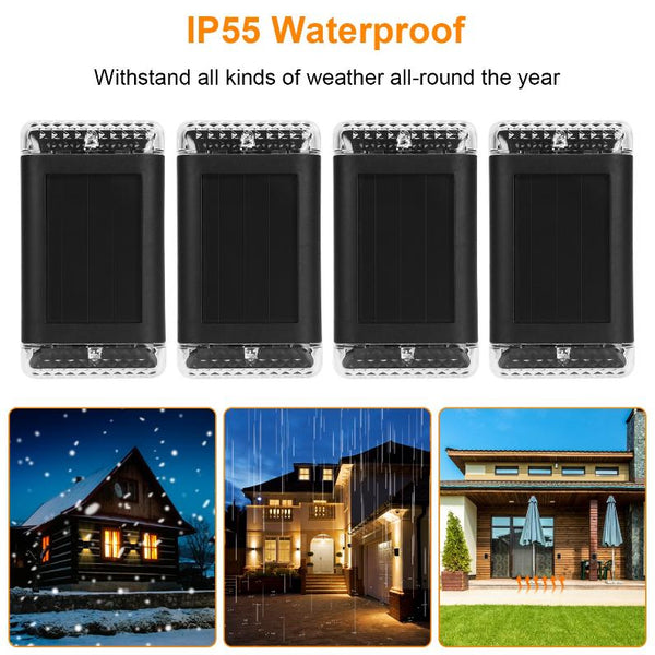 4Pack Solar Powered Wall Sconce Lights Rechargeable Optical Sensor Lamp Outdoor Lamps
