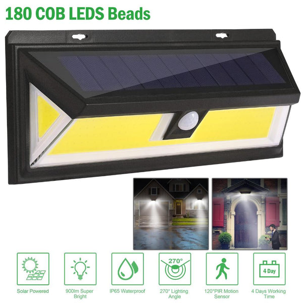 Solar Lights 180 LED Wall Light Outdoor Motion Sensor Lamp 270° Wide Angle