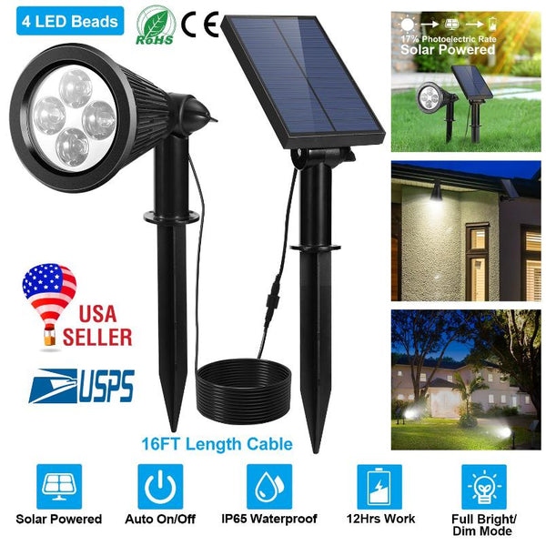 Solar Powered Spotlight Dusk To Dawn Light Wall Path Lawn Garden Lamp Waterproof