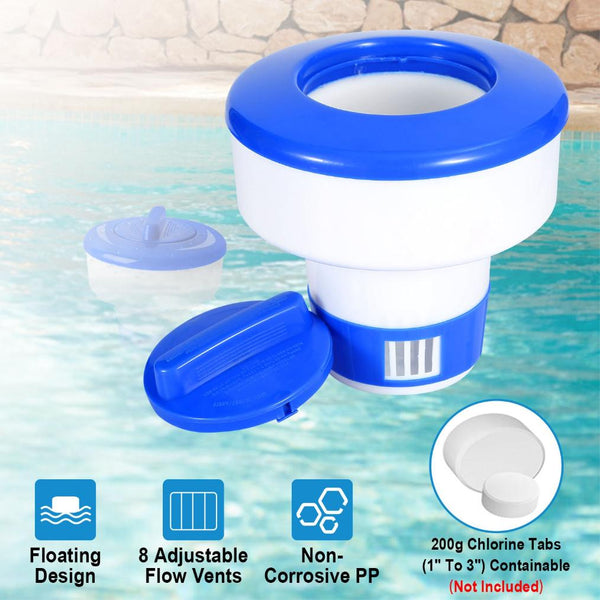 Floating Pool Chlorine Dispenser Chemical Holder Tablet Swimming Pools Spa Hot Tub
