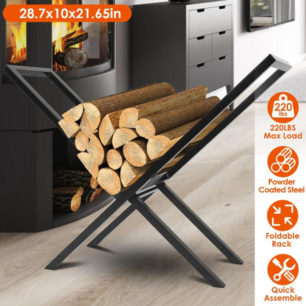 Firewood Log Rack 220LBS Steel Wood Lumber Storage Stacking X Shape Holder