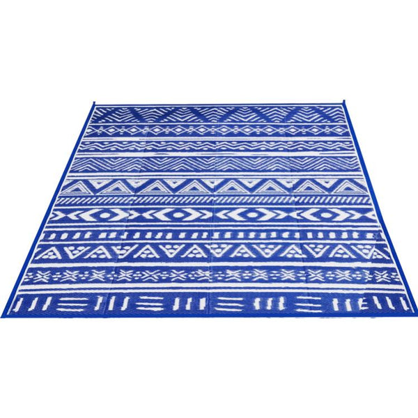 5x8FT Reversible Outdoor Rug Waterproof Mat Carpet Portable Plastic Outdoor Activity for Picnic Patio Deck RV Trip Blue & W