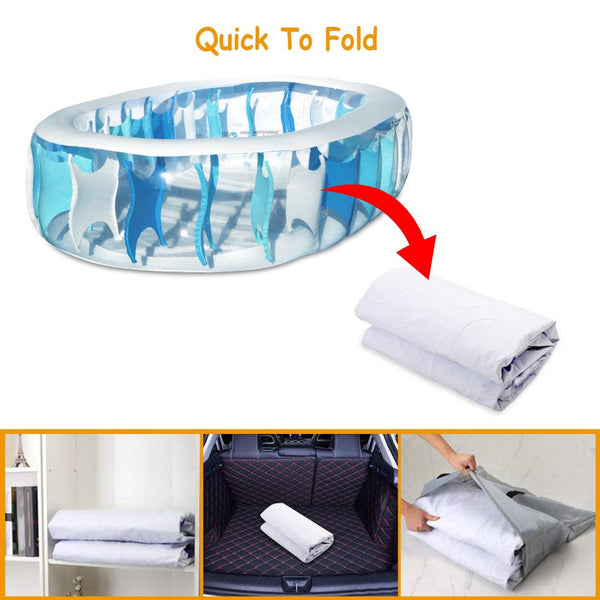 Inflatable Oval Swimming Pool For Kids Blow Up Foldable Swim Ball Pool Backyard Beach 90×60×20 inch