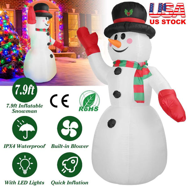 7.9FT Christmas Inflatable Giant Snowman Blow-up Light-up LED Lights Outdoor Yard