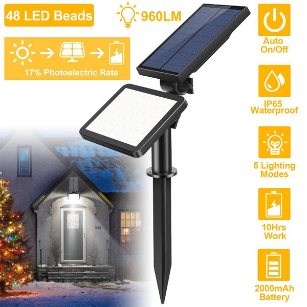 48 LEDs Solar Spotlight Outdoor Light Sensor Wall Lawn Garden Lamp Waterproof