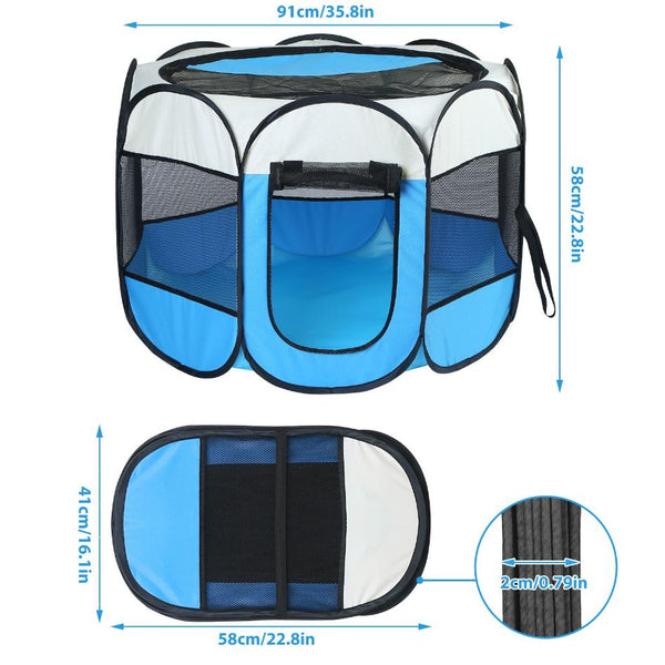 Portable Foldable Pet Tent Exercise Pen Kennel Removable Water Resistant Outdoor Use