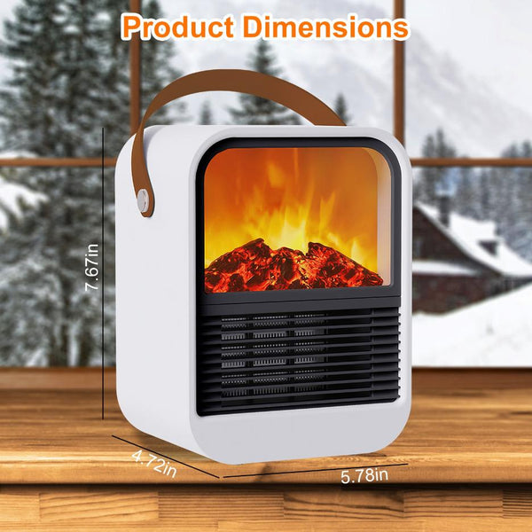 1500W Portable Electric Fireplace Heater 2 Gear Temperature Space Heater Realistic Burning Flame
